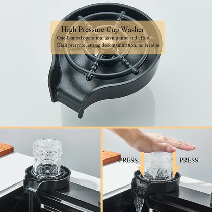 304 Stainless Steel Waterfall Kitchen Sink Large Single Slot with Chopping Board Cup Washer