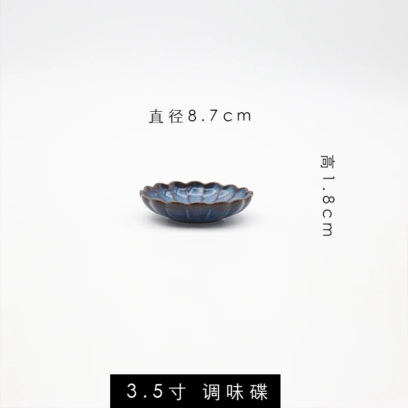 Retro Household Ceramic Tableware Kiln Variable Glaze Western Plate Creative Long Plate Main Dish Dinner Plate Kitchen Supplies.