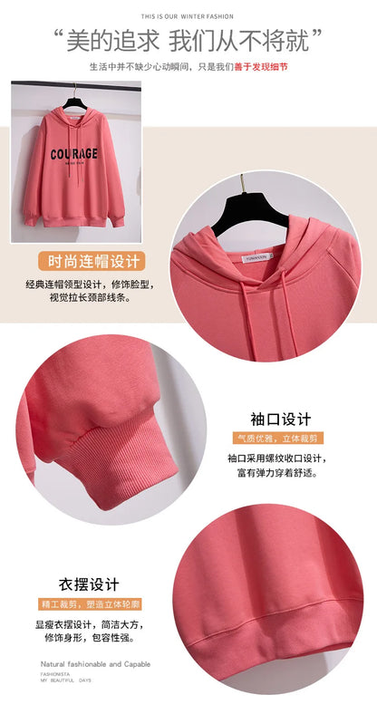 175 kg Plus Size Damen Büste 170 Frühling Herbst Lose Brief Kapuzenpullover Sweatshirt Schwarz Rot Weiß 4XL 5XL 6XL 7XL 8XL 9XL