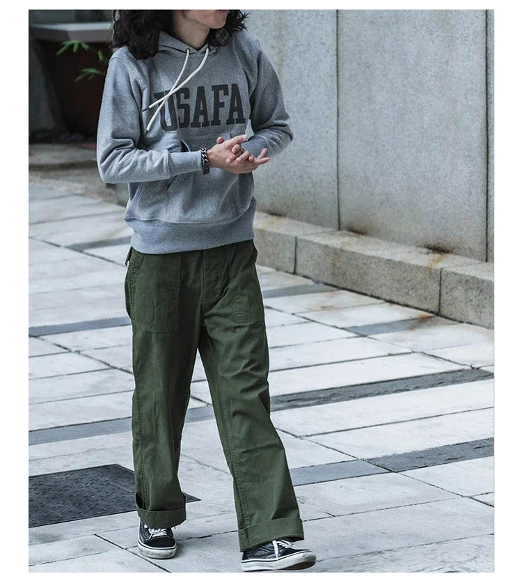 Bronson 1947 Model 838A OD7 Fatigue Utility Pants Men HBT OG-107 Baker Trousers.