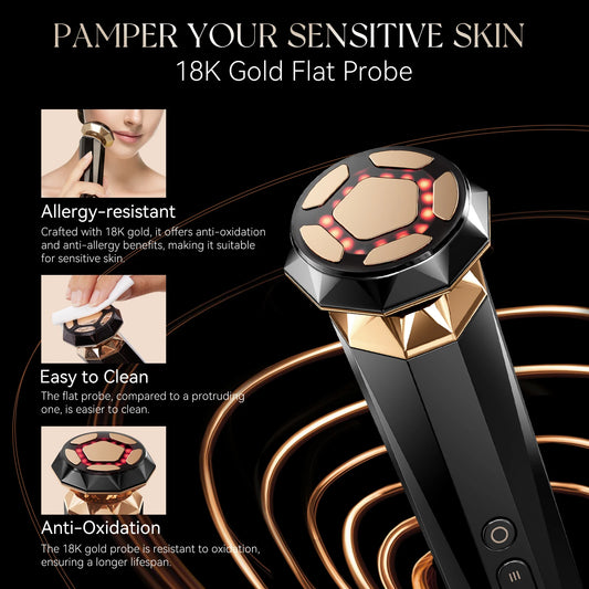 ANLAN Multifunction Skincare Device Pro 18K Gold Face Radio Frequency With Hot Cold EMS Facial Lifting Beauty Skin Care Massager.