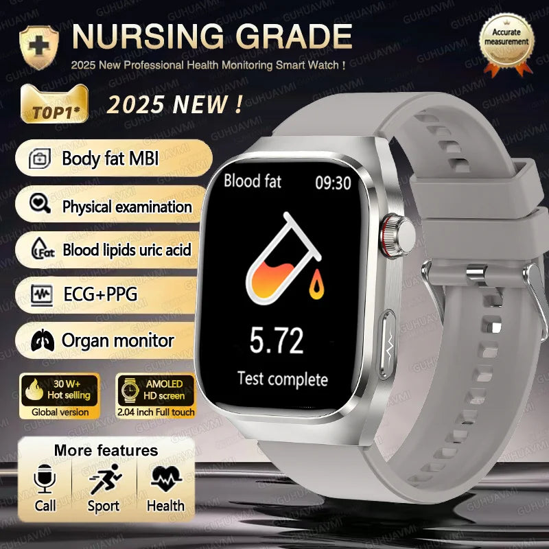 2025 New For Huawei Three highs Blood Pressure Smartwatch ECG Uric Acid Heart Rate Clock Body Analysis Health Monitoring Watches