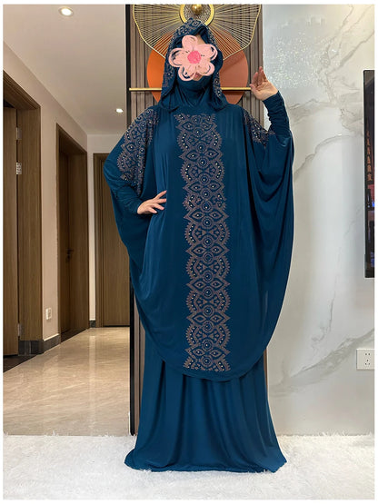 Two Piece Set Dress  Hijab Long Khimar Skirt Sets Islamic Niqab jilbab Women Eid Morocco Muslim Abaya Set Women Prayer Garment
