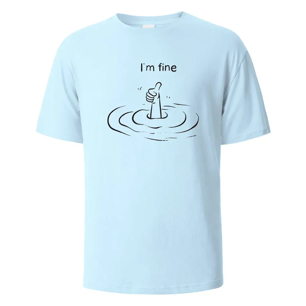 T'm Fine Print T-Shirt 100% Cotton Summer Tees For Men Women Oversize Casual Tops.