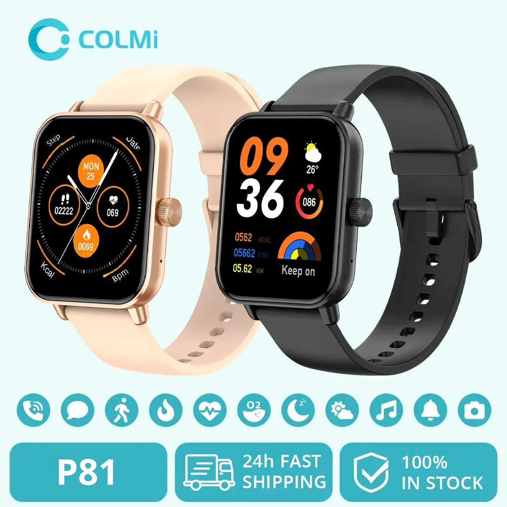 COLMI P81 Voice Calling Smart Watch Ultra 1.9 inch Screen 24H Health Monitor 100+ Sports Modes, Bluetooth Smartwatch Men Women.