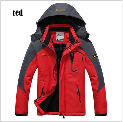 Winter Men's Parka Outdoor Lining Fleece-lined Thickened Windproof Warm Mountaineering Hooded Jacket Cold-resistant Ski Suit 6XL.