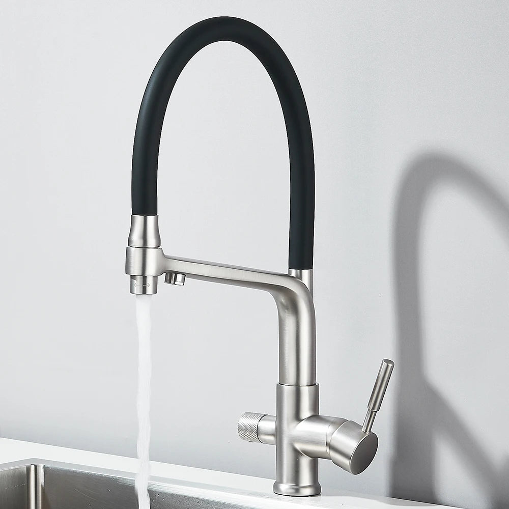 Kitchen Faucet Filtered Water Dual Spout Purification Feature Kitchen Tap 360 Rotation Water Crane For Kitchen