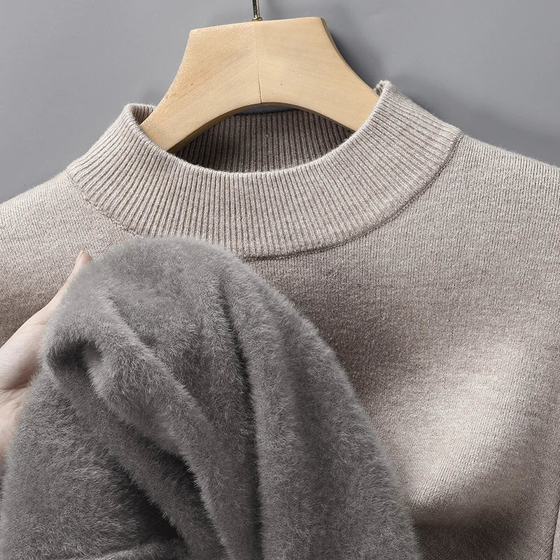 Knitwear Sweater New Autumn/Winter Mock Neck Sweatshirts Solid Color Pullovers Man Brand Casual Mens Clothing.