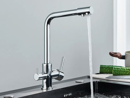 Balck Kitchen Filtered Faucet Brass Purifier Faucet Dual Sprayer Drinking Water Beige with Dot Vessel Sink Mixer Tap Torneira