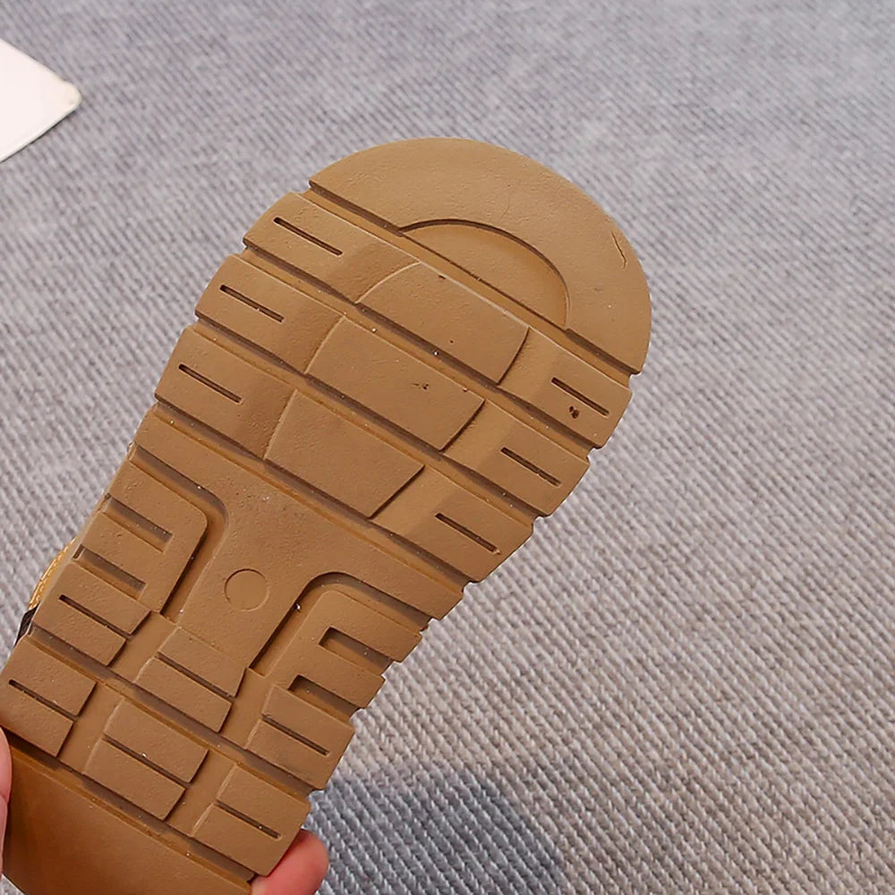 Winter Plush Boots For Children PU Leather Waterproof Boy's Warm Cotton Shoes Thick Warm Platform Teenager Kid's Snow Boots.