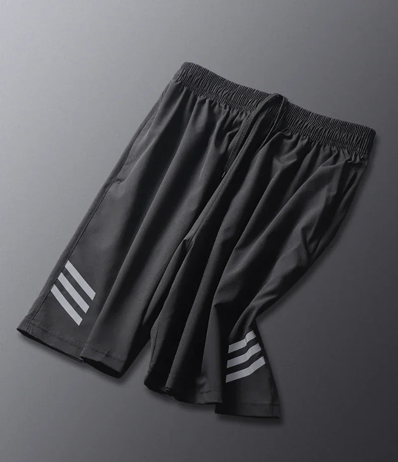 Men's Loose Quick-Dry Running Shorts – Breathable Striped Gym & Basketball Shorts for Fitness, Workout, Sport.