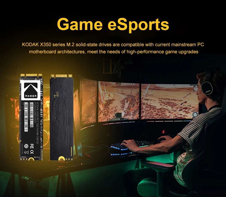 KODAK M.2 NVME SSD Gen3X4 PCIE3.0 M2 2280 Internal Solid State Hard Drive Read Speed Up to 2500MB/s for Gaming Laptop Desktop.