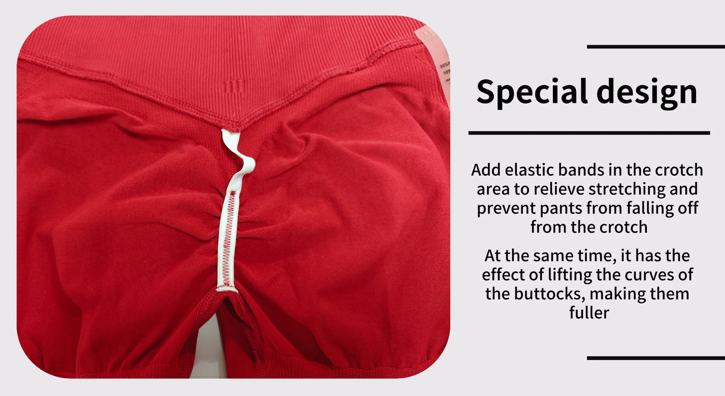 Women's Seamless Gym Solid Color Sports Shorts White Waist Tight High Waist Hip Lifting Yoga Pants Running Sports Shorts.