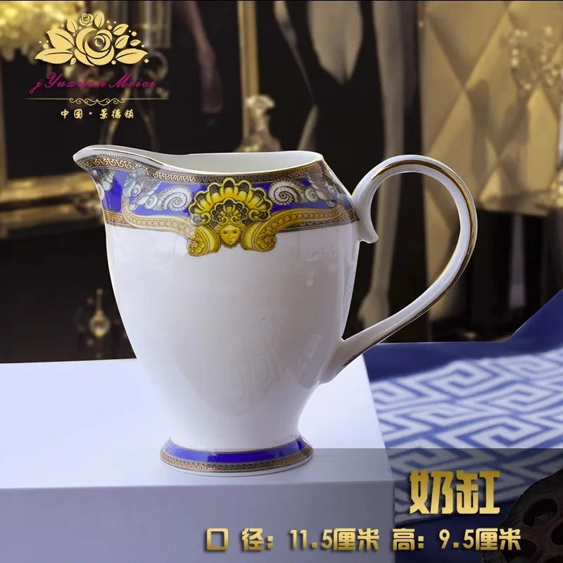 Luxury Blue Ocean Bone China Dishes Plates Western Clubhouse Upscale Heart Of The Sea Ceramic Tableware Decorative Plate