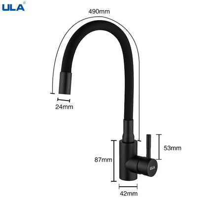 ULA Gold Kitchen Faucet Stainless Steel Flexible Spout Kitchen Sink Faucet Hot Cold Water Sink Mixer Tap 360 Degree Rotate Crane