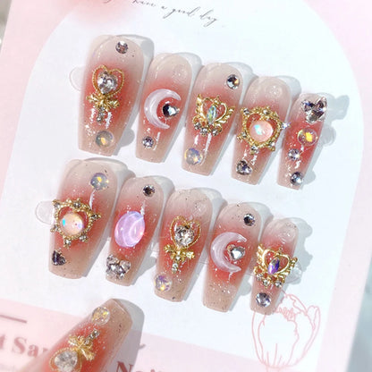 24Pcs 3D kuromi press on nails Y2K Cartoon Handmade Fake Nails Black Gel nail Wearable Nails Cinnamoroll Melody Anime False Nail