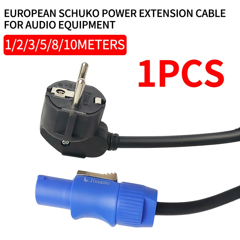 European Schuko Power Extension Cable, 3x1.5mm² for Stage Lighting, LED Beam Lights & Audio Equipment.