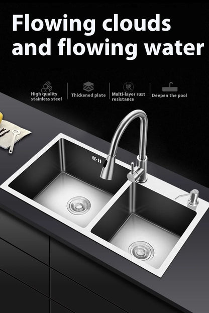 304 Stainless Steel Large Double Sink Kitchen Silver Multifunctional Sinks Household Washbasin Undermount Basin