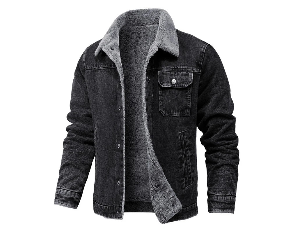 DIMUSI Winter Men's Denim Jackets Man Fleece Warm Windbreaker Jacket Fashion Mens Retro Cotton Military Jean Coats Clothing.
