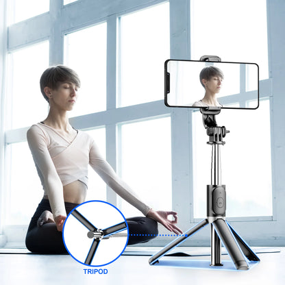 Q02 Foldable Tripod Selfie Stick Wireless Bluetooth Live Stand Holder Stabilizer for Huawei Xiaomi iPhone Cell Phone.