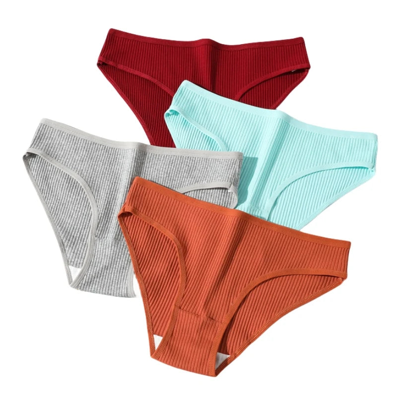 3Pcs/Set Cotton Panties Women Low Waist Underwear Seamless Briefs Solid Color Sports Breathable Underpants Female Lingerie.