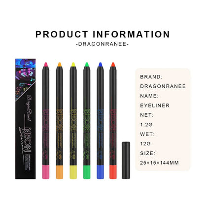 Fluorescence Blue Eyeliner Gel Waterproof Luminous UV Light Neon Eyeliner Pen Yellow Green Pink Color Eye Shadow Cream Make Up.