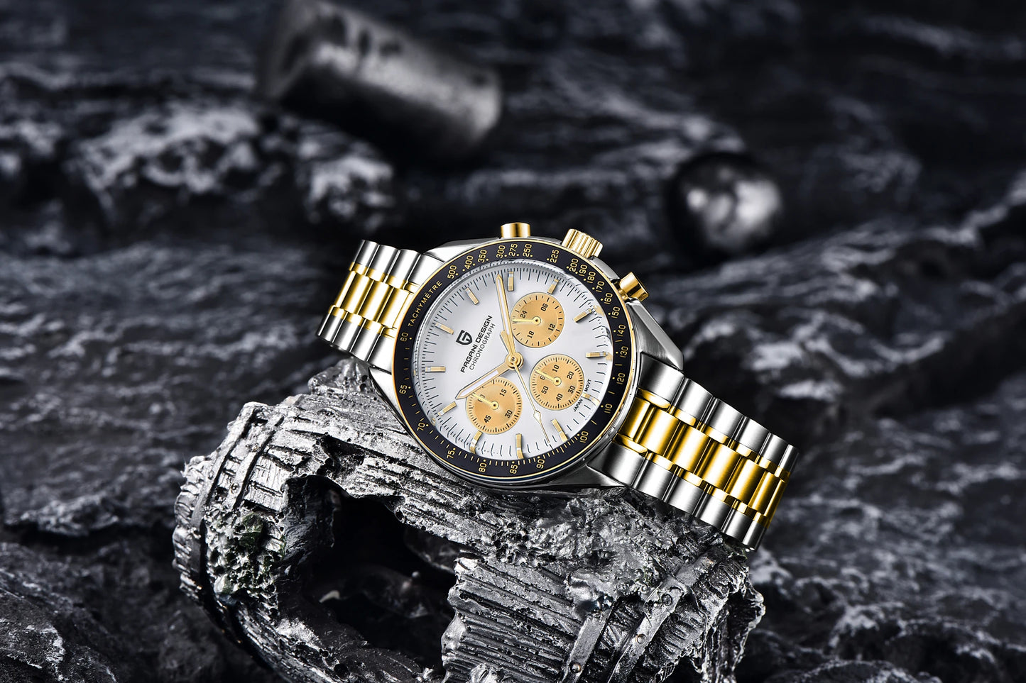 PAGANI DESIGN 2025 New Saturn Men's Watches Top Luxury Quartz Watch Men Light Tan Chronograph AR Sapphire crystal Wristwatch Men