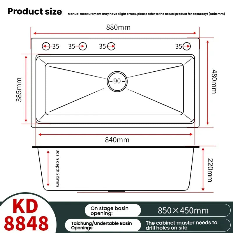 Kitchen Sink Stainless Steels Large Single Slot Multifunctional Dishwashing Bowl Household Wash Dish and Wash Vegetables Basin