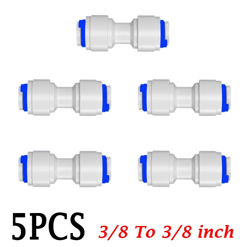 5PCS 3/8" Ball Valve Tees 1/4" OD Elbow Quick Connect Push In to Connect for RO Water Reverse Osmosis System Water Tube Fitting