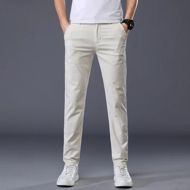 Thin Men's Pants Classic 7 Colors Summer New Casual Pant Business Fashion Stretch Cotton Slim Brand Male Trousers