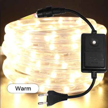 AC 220V Neon LED Strip Waterproof 360 Degree Round Neon Sign Light Blue Red White Outdoor Rainbow Tube Rope Light Party Decor