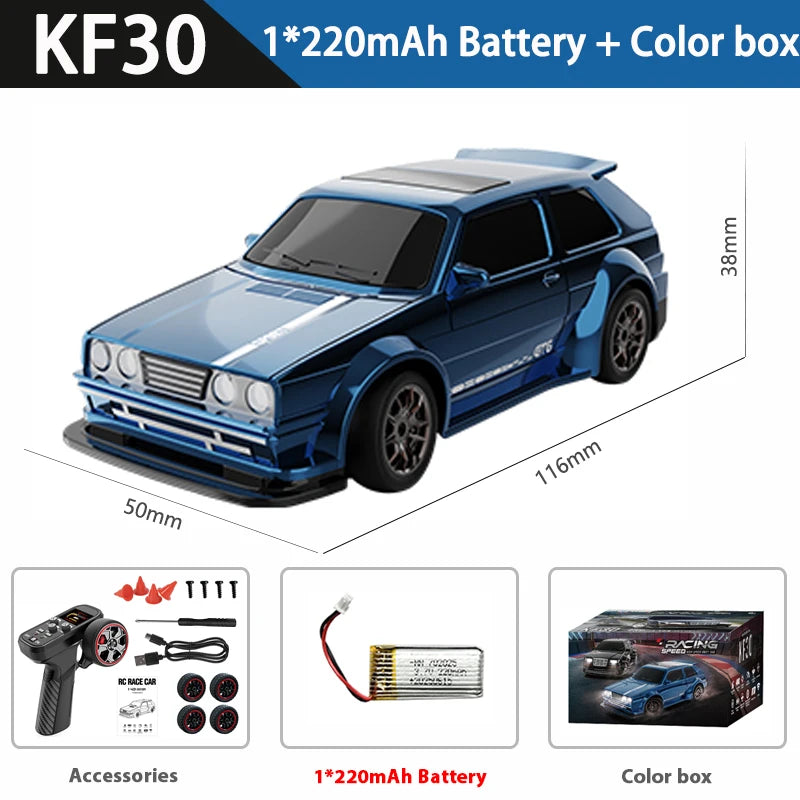 KF30 1:43 4WD Drift Racing Car With Gyroscope Speed Adjustment Real Lighting Control and Damping High Speed RC Cars For Kids Toy