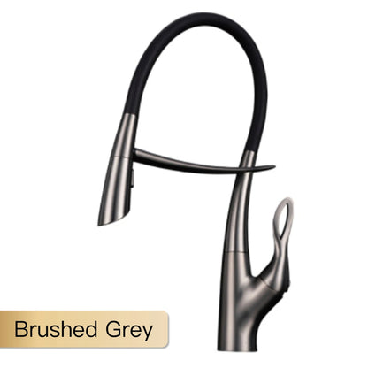 Moderner Luxus-Küchenarmatur aus schwarzem Messing, ausziehbares magnetisches Saugdesign, Einhebelmischer für heißes und kaltes Wasser mit 2 Funktionen