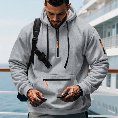 Men's Loose Fit Heavyweight American-Style Casual Sportswear Jacket fleece Lined Hooded Sweatshirt for Winter