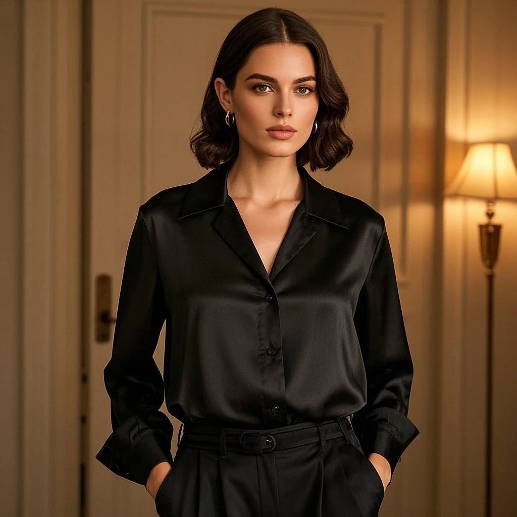 Korean Chic Office Lady's Satin Shirts Matching Elegant Female Blouse 2025 Summer New In Women's Shirts & Blouses Trend Tops.