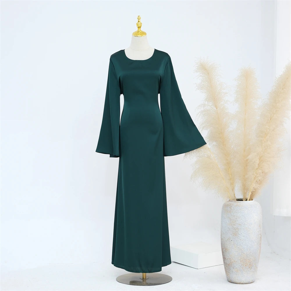 Ramadan Satin 2 Piece Abaya Modest Muslim Sets Kebaya African Dresses For Women Robe Femme Musulmane Caftan Marocain Vestidos.