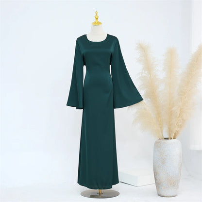 Ramadan Satin 2 Piece Abaya Modest Muslim Sets Kebaya African Dresses For Women Robe Femme Musulmane Caftan Marocain Vestidos.