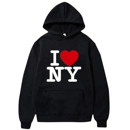 I Love New York Pritned Hoodies Women's Fashion Casual Hooded Pullover Street Hip Hop Clothing.