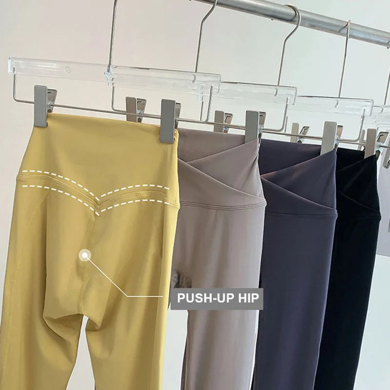 Cross over Nylon Yoga Pants Women High Waist Gym Sport Leggings Stretchy Workout Fitness Tights Running Squat Proof Dry Fit.