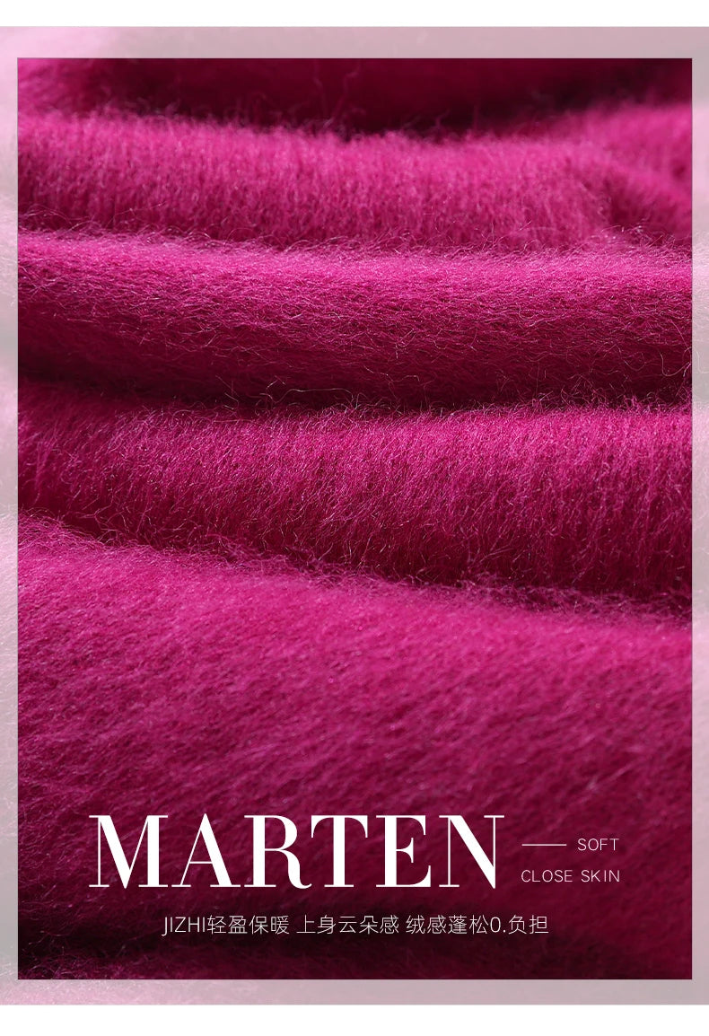 Women's Round-neck Mink Cashmere Sweater Soft Pullover Jumper Comfortable Knitted Top for Autumn Winter Pure Mink Material