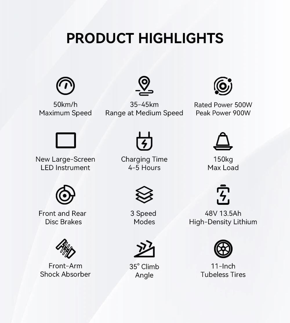 OOTD T10 Electric Scooter 500W Motor 48V13AH Battery City Off-Road Electric Scooter Adult 11 Inch Foldable Electric Scooter.