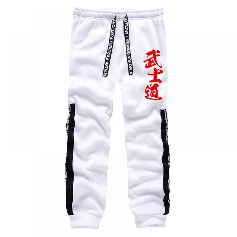Japanese Bushido Print Hoodie Sweatpants Men's Tracksuit Autumn Winter Daily Casual Sporty Jogger Set Urban Fashion Sportswear.