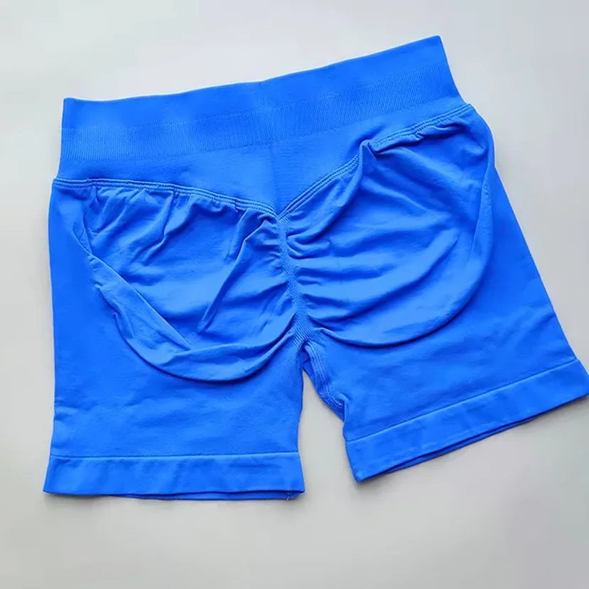 WOMEN SPORTS Impact Shorts Low Ribbed Waist Seamless Scrunch Bum Workout Gym Shorts Booty Hight Stretch Running Shorts