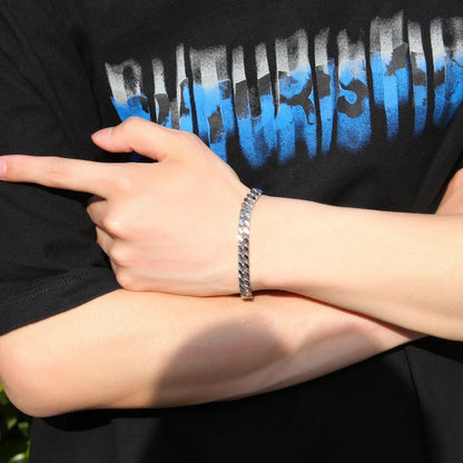 316 Stainless Steel Plated 18k Gold Fashion 8.10.12mm Encrypted Cuban Chain Miami Rap Hip Hop Men's Bracelet Accessory