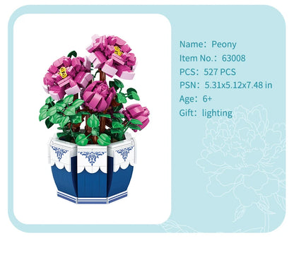 Small Bricks Flower Tree Building Block Kit DIY Home decoration Potted Plant Flower Botanical Construction Toy Girl Gift.
