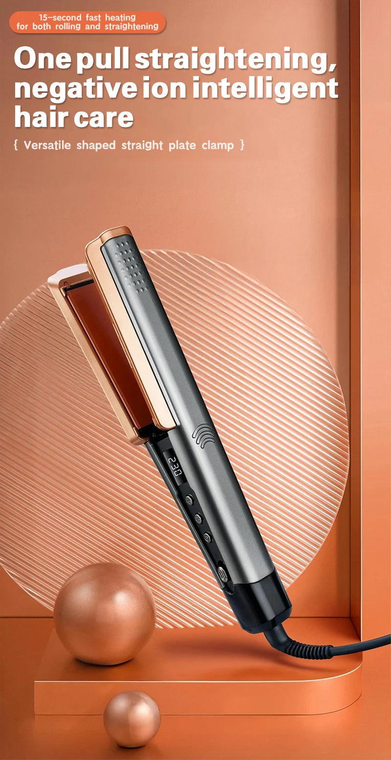2 in 1 Hair Straightener Curling Ionizer with LCD Wide PanelProfessional Ceramic Hair Straightener with adjustable temperature.