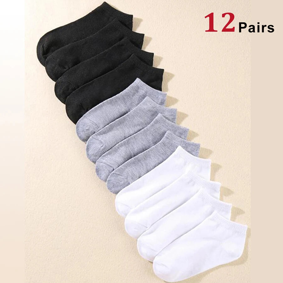 10/12/20/40 Pairs Men Boat Socks Business Sport Sweat Absorption Mature Summer Autumn Solid Color Soft Non Pilling Ankle Socks