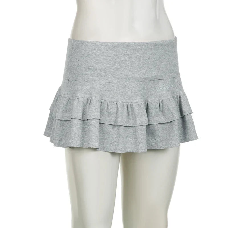 Mooyufo Sweet Solid Pleated Super Mini Skirt Preppy Atyle Sexy Slim Low-Waisted Skirts Women 2024 Summer Fashion Streetwear Lady.