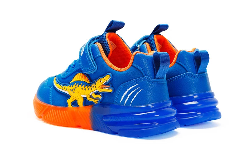 EXDINO Dinosaur Little Kids Spring Autumn LED Light Up Shoes Children Spinosaurus Boys Glowing Casual Sports Sneakers Non-slip.