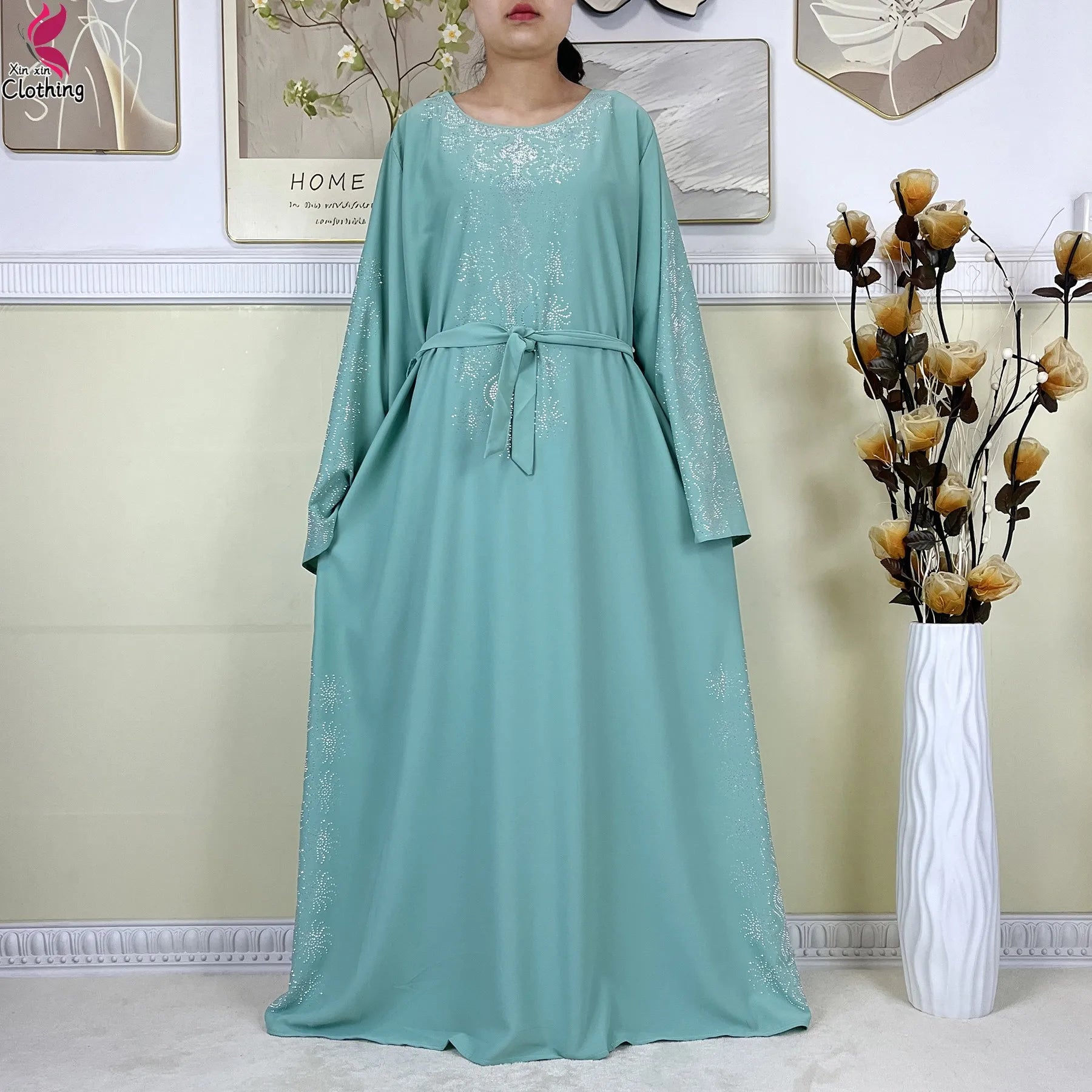 2025New High-Quality Dubai Muslim Abaya for Women Dress Islamic Turkey Femme Clothing Long Sleeve Loose African Dress With Scarf.